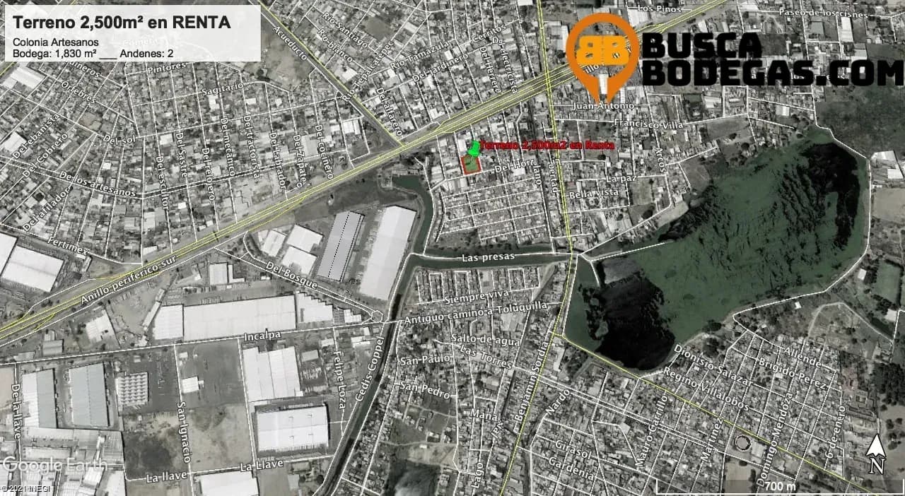 Terreno 2,500m2 en Renta, Col. Artesanos 4