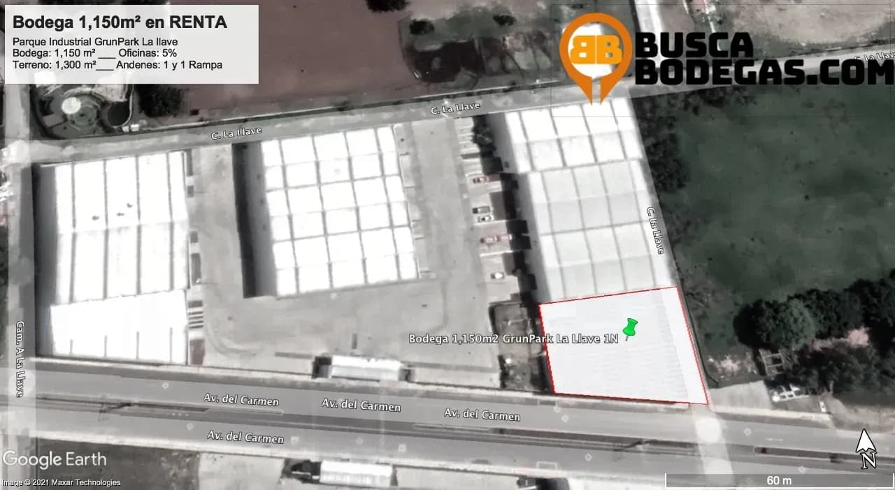 Bodega 1,100m2 En Renta GrunPark La Llave