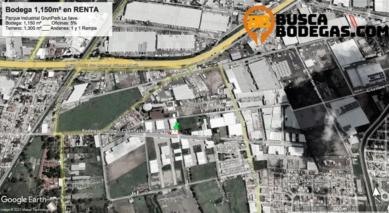Bodega 1,100m2 En Renta GrunPark La Llave 2